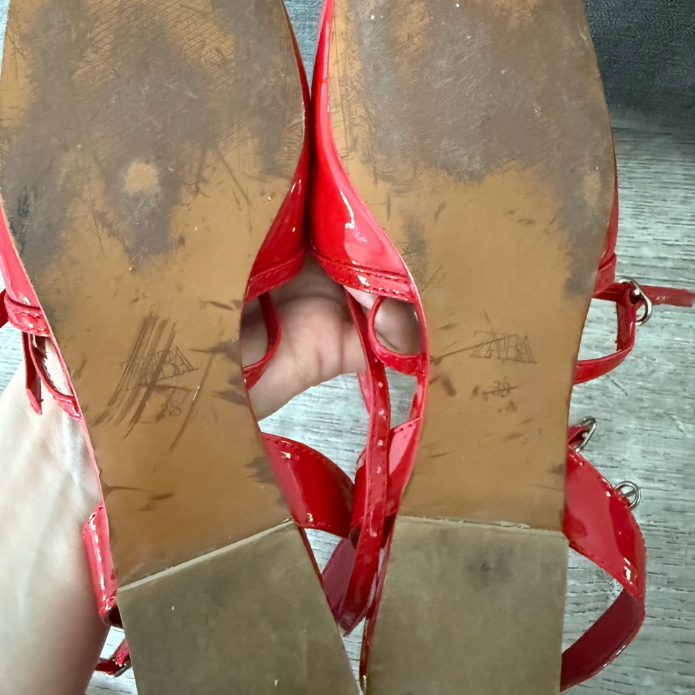 Zara Women's Red Strappy Sandals - Picture 5 of 6
